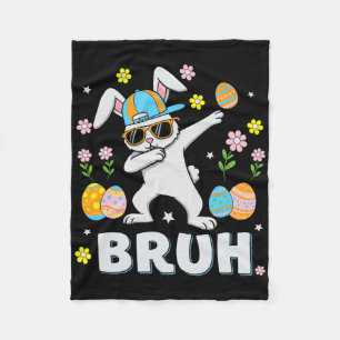 Bruh Meme Paasdag Funny Dabbing Bunny Eggs Boys Fleece Deken