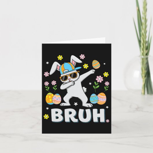 Bruh Meme Paasdag Funny Dabbing Bunny Eggs Boys Kaart (Voorkant)