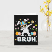 Bruh Meme Paasdag Funny Dabbing Bunny Eggs Boys Kaart (Gele Bloem)