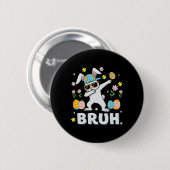 Bruh Meme Paasdag Funny Dabbing Bunny Eggs Boys Ronde Button 5,7 Cm (Voorkant /achterkant)
