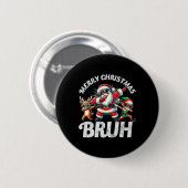Bruh Meme Santa Dabbing door de sneeuw Kerstmis Ronde Button 5,7 Cm (Voorkant /achterkant)
