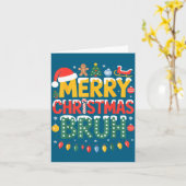 Bruh Merry Christmas Santa Hat Ugly Sweater Theme Kaart (Gele Bloem)