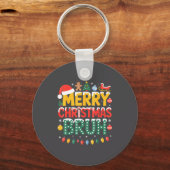 Bruh Merry Christmas Santa Hat Ugly Sweater Theme  Sleutelhanger (Voorkant)