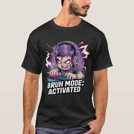 BRUH MODE: ACTIVATED – Gamer Meme T-shirt (Voorkant)