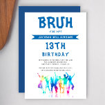 BRUH moderne tween verjaardag uitnodiging<br><div class="desc">Maak je klaar om het ultieme verjaardagsbash te gooien, bruh! Onze moderne blauwe feestuitnodiging is de perfecte manier om de viering af te trappen. Met zijn trendy typografie design gezegde bruh je in , deze gepersonaliseerde uitnodiging schreeuwt plezier en opwinding. Geadresseerd aan uw kind voor zijn (Leeftijd) verjaardag, zet het...</div>