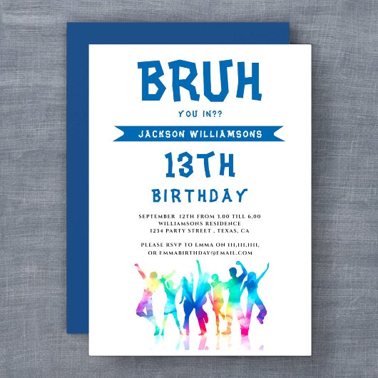 BRUH moderne tween verjaardag uitnodiging