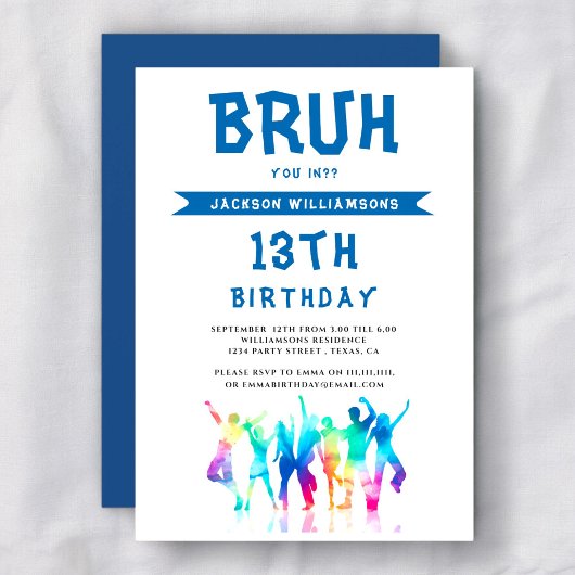 BRUH moderne tween verjaardag uitnodiging