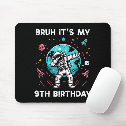 Bruh My 9th Birthday Astronaut Dab 9 Bday Boys Gir Muismat (Met muis)