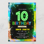 Bruh neon 10 birthday invitation kaart (Voorkant)