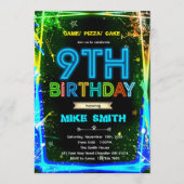 Bruh neon 9 birthday invitation kaart (Voorkant)