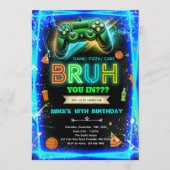 Bruh neon birthday invitation kaart (Voorkant)