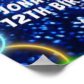 Bruh Neon Glow Blauw Groen Verjaardagsfeestje Welk Poster (Hoek)