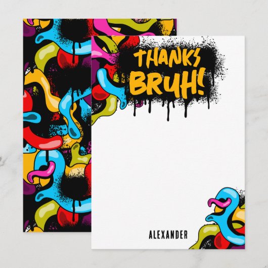 Bruh Neon Graffiti Hip Hop Straatkunst Kinderen Bedankkaart (Voorkant / Achterkant)