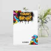 Bruh Neon Graffiti Hip Hop Straatkunst Kinderen Bedankkaart (Staand voorkant)