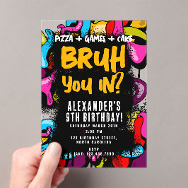 Bruh Neon Graffiti Hip Hop Street Art Birthday Acryl Uitnodigingen