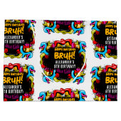 Bruh Neon Graffiti Hip Hop Street Art Birthday Groot Cadeauzakje (Achterkant)
