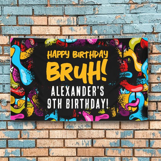 Bruh Neon Graffiti Hip Hop Street Art Birthday Spandoek