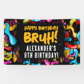 Bruh Neon Graffiti Hip Hop Street Art Birthday Spandoek (Horizontaal)