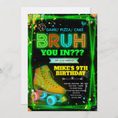 Bruh neon roller skate invitation  kaart (Voorkant / Achterkant)