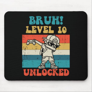 Bruh Niveau 10 Ontgrendeld Gamer Dab Retro 10e Ver Muismat