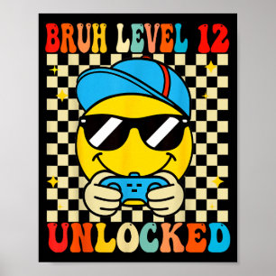 Bruh Niveau 12 Ontgrendeld Lachend Gezicht Video G Poster
