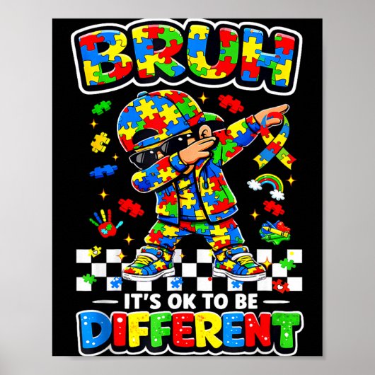 Bruh om anders te zijn puzzel autisme bewustzijn j poster (Voorkant)