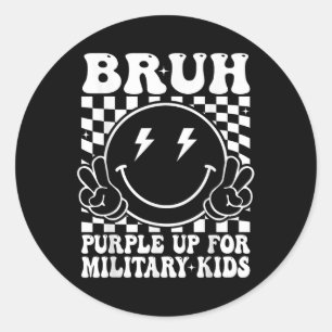 Bruh Paarse voor Kinder maand Military Ch Ronde Sticker