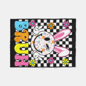 Bruh Paasdag Funny Bunny Eggs Groovy Smile Face Fleece Deken (Voorkant (Horizontaal))