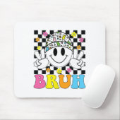 Bruh Paasdag Funny Bunny Eggs Groovy Smile Face Muismat (Met muis)