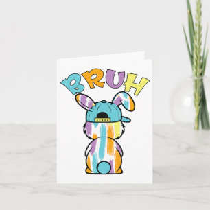 Bruh Paasdag Grappig Kleurrijk Konijn Bunny Pasen Kaart