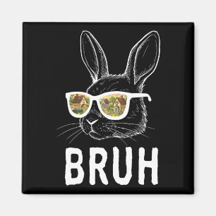 Bruh Paasdag Grappig Konijn Bunny Gezicht Gles Pas Magneet