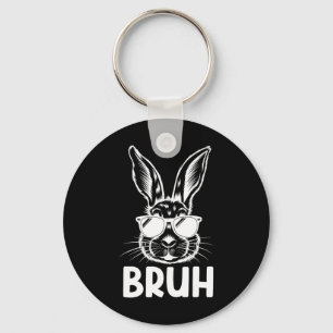 Bruh Paasdag Grappig Konijn Bunny Gezicht Gles Pas Sleutelhanger