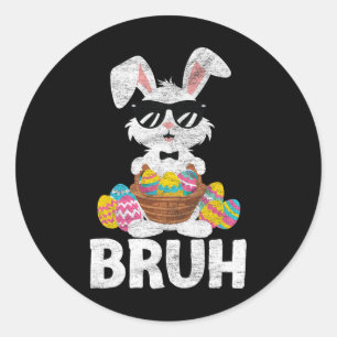 Bruh Paasdag Grappig Konijn Konijnen Pasen Bruh K Ronde Sticker
