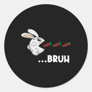 Bruh Paashaas Eten Chocolade Wortelen Konijn Ronde Sticker