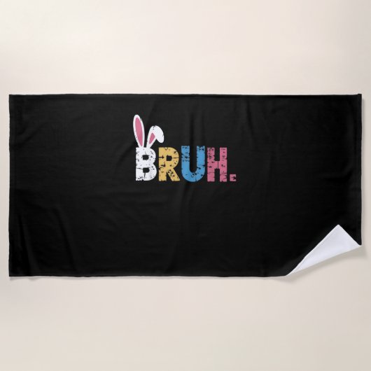 Bruh Paashaas Schattigee meme voor kinderen _3 Strandlaken (Voorkant)