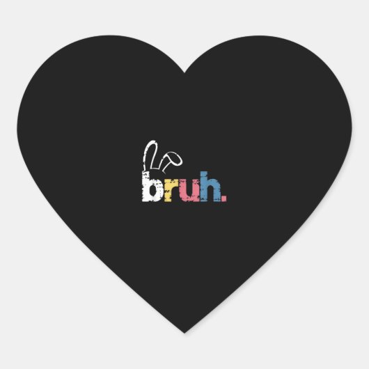 Bruh Paashaas Schattigee meme voor kinderen _4 Hart Sticker (Voorkant)