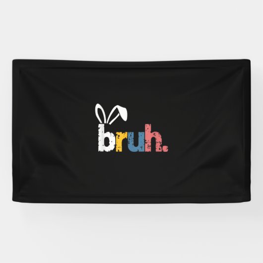 Bruh Paashaas Schattigee meme voor kinderen _5 Spandoek (Horizontaal)