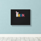 Bruh Paashaas Schattigee meme voor kinderen _6 Canvas Afdruk (Insitu (Houten vloer))