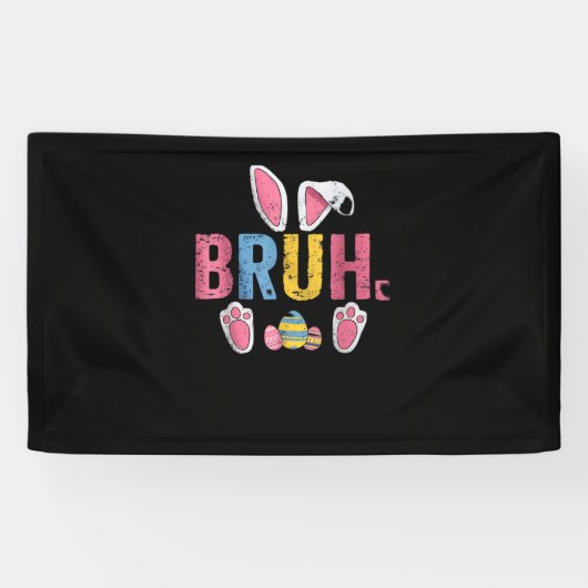 Bruh Paashaas Schattigee meme voor kinderen _7 Spandoek (Horizontaal)
