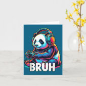 Bruh Panda Gamer With Headphones Controller  Kaart (Gele Bloem)