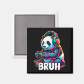 Bruh Panda Gamer With Headphones Controller  Magneet (Voorkant / Achterkant)