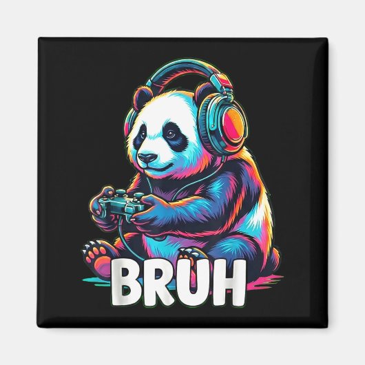 Bruh Panda Gamer With Headphones Controller  Magneet (Voorkant)