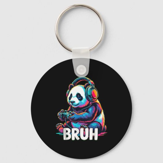Bruh Panda Gamer With Headphones Controller  Sleutelhanger (Voorkant)