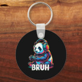 Bruh Panda Gamer With Headphones Controller  Sleutelhanger (Voorkant)