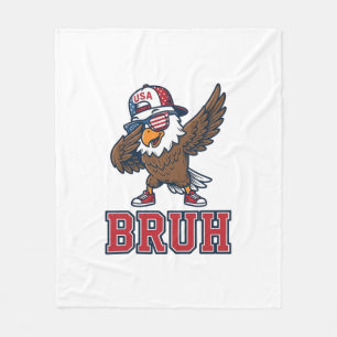 Bruh Patriotische Adelaar Vintage Gravure T-Shirt  Fleece Deken