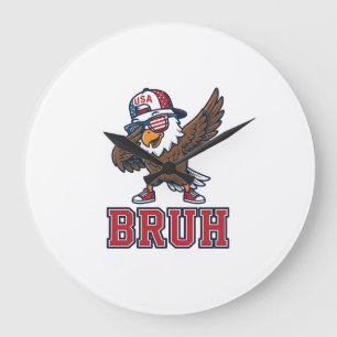 Bruh Patriotische Adelaar Vintage Gravure T-Shirt  Grote Klok