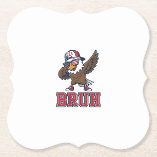 Bruh Patriotische Adelaar Vintage Gravure T-Shirt  Kartonnen Onderzetters