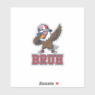 Bruh Patriotische Adelaar Vintage Gravure T-Shirt  Sticker
