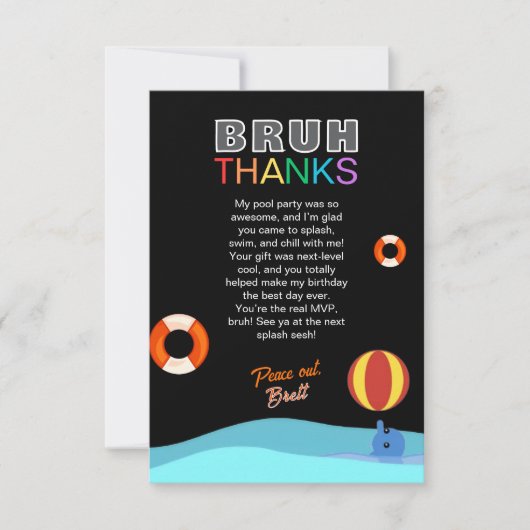 Bruh Pool Party Birthday Bedankkaart (Voorkant)