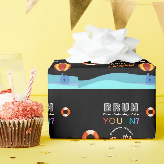 Bruh Pool Party Birthday  Cadeaupapier (Verjaardagsfeest)